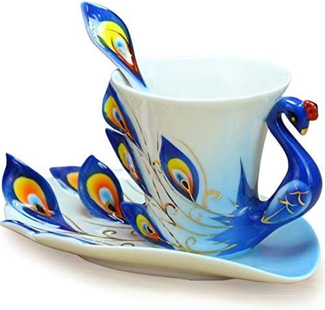 Amazon Oliruim Unique Purple Peacock Ceramic Tea Cup Handmade