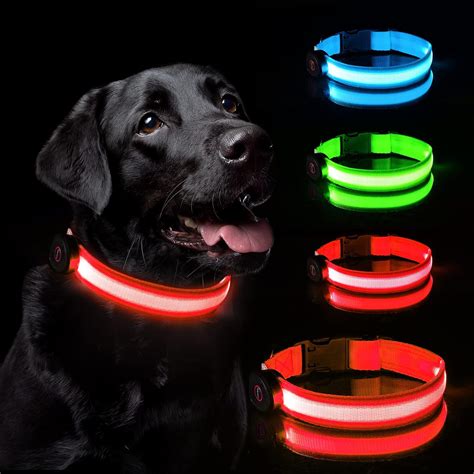 Vsshe Light Up Dog Collar Led Flashing Dog Collar Usb Rechargeable