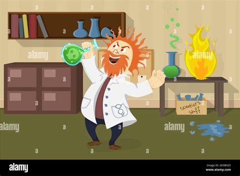 Science Cartoon Background Mad Scientist Illustration Clipart