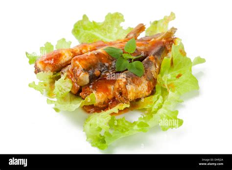 sardines in tomato sauce on white background Stock Photo - Alamy