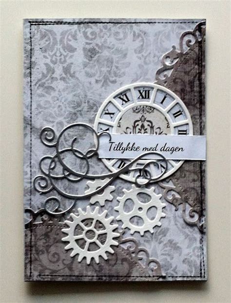 Classy Handmade Card With Flourishes And Gears Steampunk Cards