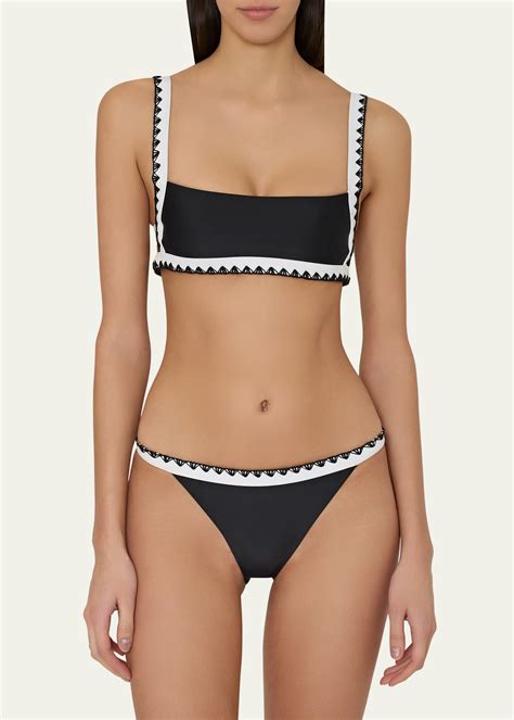 Milly Cabana Carvico Vita Bikini Bottoms With Crochet Stitch Trim