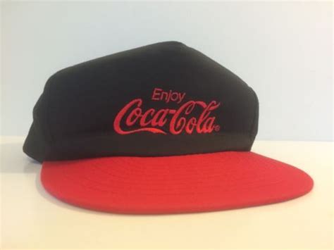 Vintage Enjoy Coca Cola Logo Trucker Hat Cap Adjustable Snapback Black