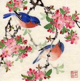 Jinghua Gao Dalia Brush Magic Chinese Art Painting Watercolor Bird