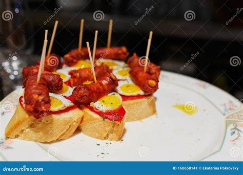 Pinchos Pintxos Chistorra With Pepper Tapas Stock Image CartoonDealer