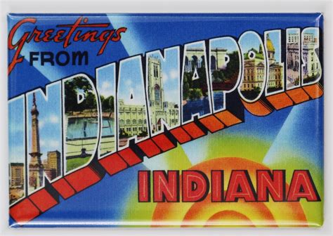 Greetings From Indianapolis Indiana Postcard Fridge Magnet The Wild