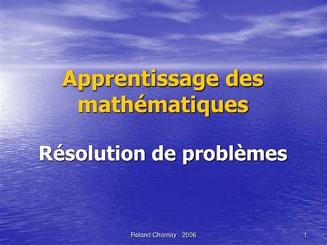 PPT Apprentissage des mathématiques Résolution de problèmes