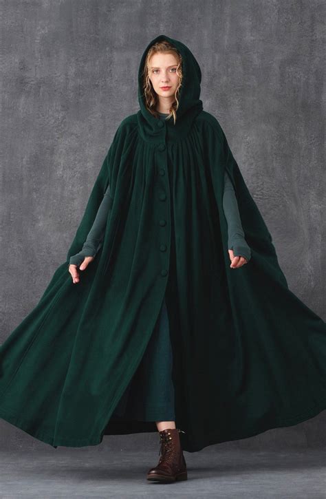 Ariel 14 Hooded Wool Cloak Coat Linennaive