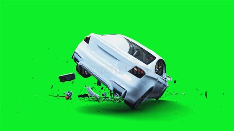 White Generic 3d Car Crashes Into Alcholol Bottle Sober Driver Concept