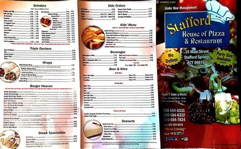 Menu At Stafford House Of Pizza Pizzeria Stafford