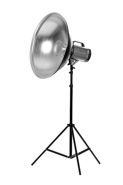 Premium Photo Studio Flash With Beauty Dish Isolated On White