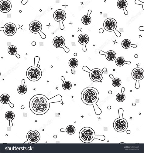 Black Line Microorganisms Under Magnifier Icon Royalty Free Stock