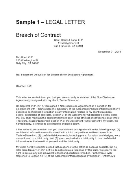 Formal Legal Letter Template