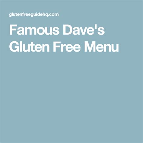 Famous Dave's Gluten Free Menu Gluten Free Blueberry Muffins, Blue ...