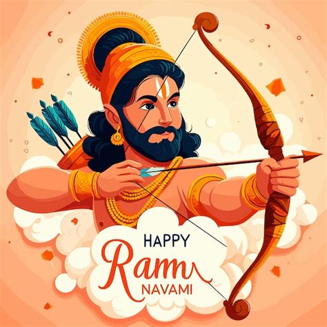 Premium Vector Happy Ram Navami Festival Of India Lord Rama With Bow