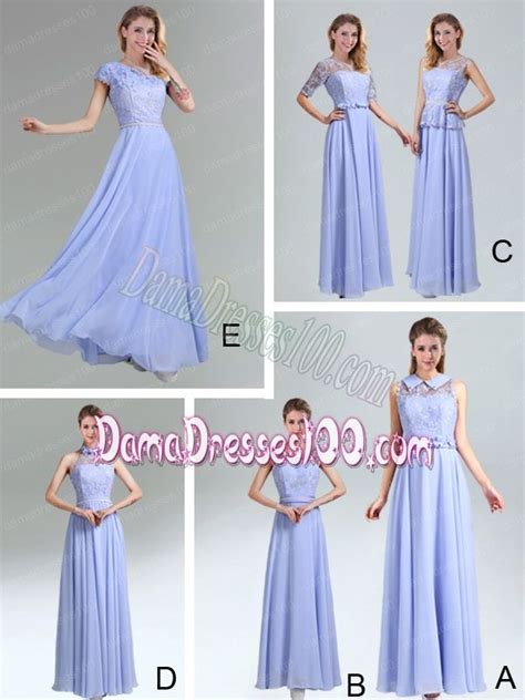 Modest Belt Empire Dama Dress In Lavender Empire Bridesmaid Dresses