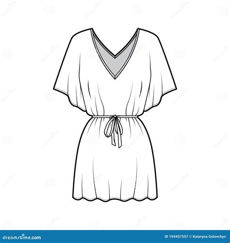 Belted Gathered Blouse Technical Fashion Illustration With Long Sleeves