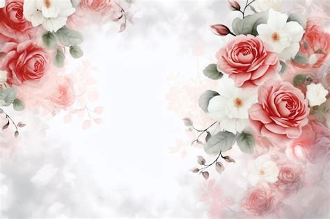 Premium AI Image | A frame of pink roses with white and pink flowers on it.