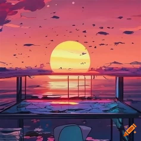 A Calming Sunset With A Lo Fi Music Vibe