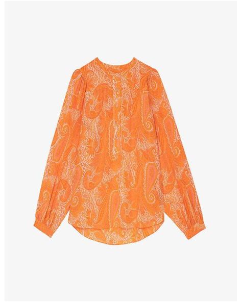 Zadig Voltaire Tigy Paisley Print Silk Blouse In Orange Lyst