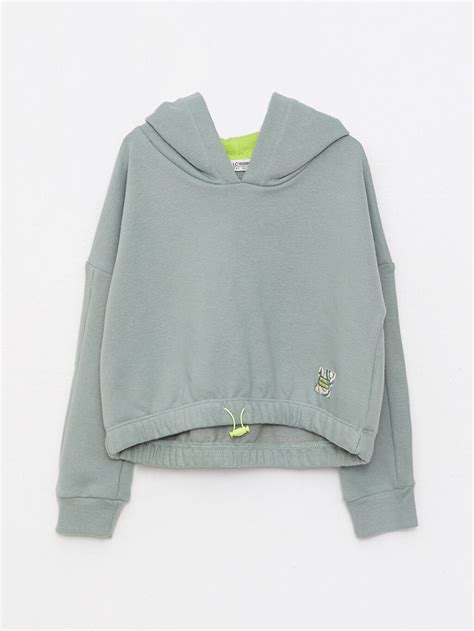 Sweat Shirt Manches Longues Imprim Capuche Pour Fille W Au Z