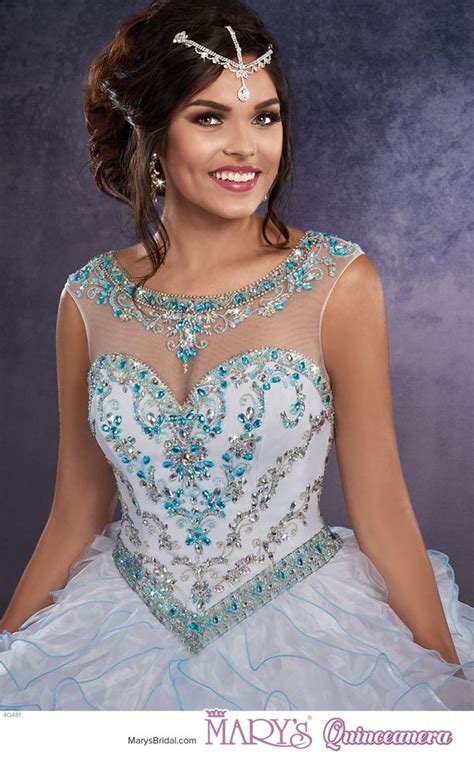 Princess Style 4q481 • Organza Quinceanera Ball Gown With Beaded Bodice Illusion Scoop Neck