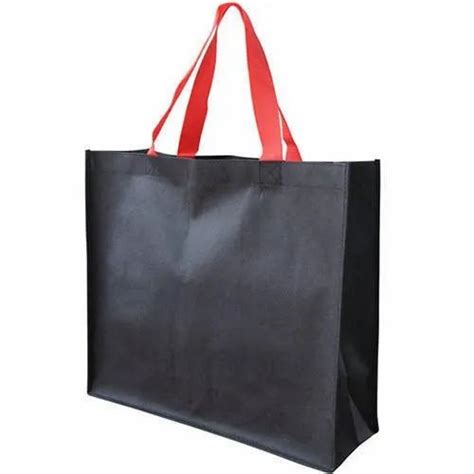 Plain Black Non Woven Loop Handle Bag For Shopping Capacity 10kg At