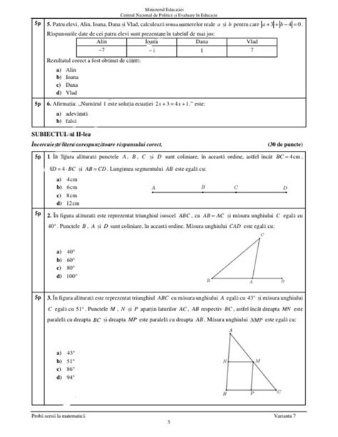 Vă prezentăm subiectele la matematică de la Evaluare Națională 2024