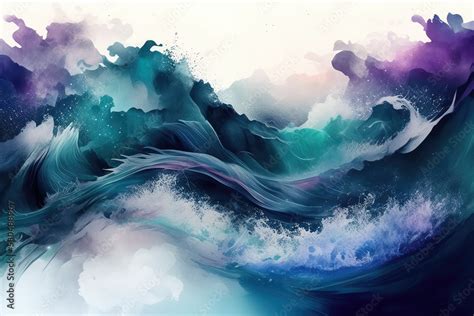 Abstract Watercolor Waves In A Cool Color Palette Perfect For Creating A Calming And Serene