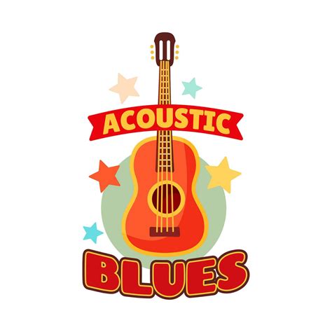 Blues music festival guitar icon, acoustic concert 25449033 Vector Art