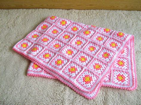 Granny Square Afghan Blanket Handmade Colorful Patchwork Crochet