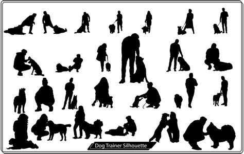 Dog Trainer Silhouettes Set 16177428 Vector Art At Vecteezy