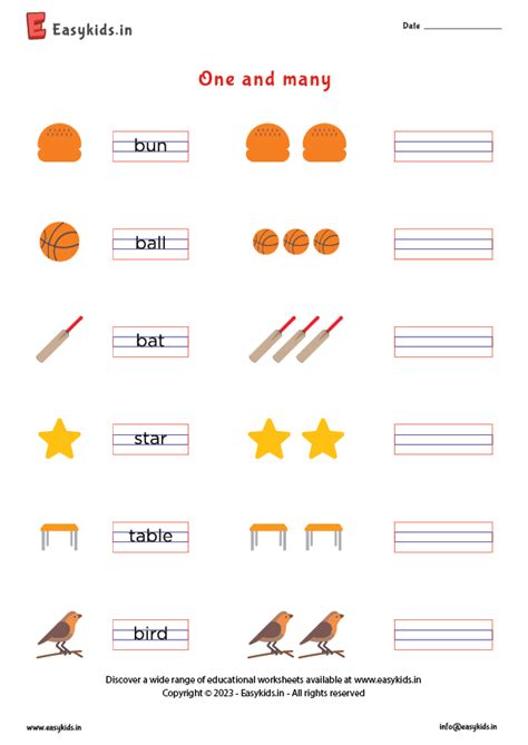 Singular And Plural Worksheet For Kindergarten