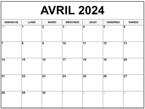 Calendrier Avril Excel Calendrier