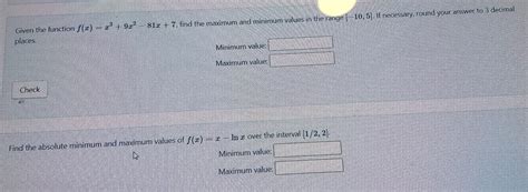 Solved Given The Function F X X3 9x2−81x 7 Find The