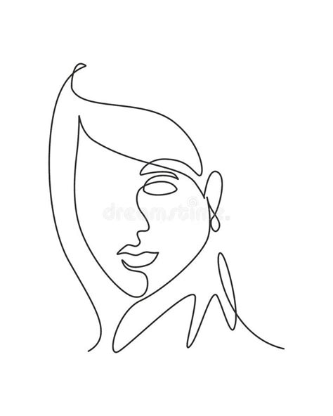 Single Continuous Line Drawing Beautiful Aesthetic Portrait Woman