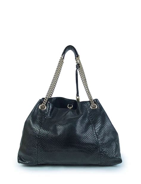 Gucci Soho Chain Black Python Tote Bag At 1stdibs