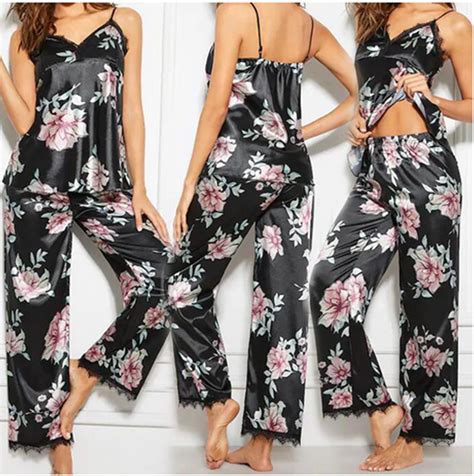 Vrouwen Dame Zijde Satijn Pyjama Set Pyjama Nachtk Grandado