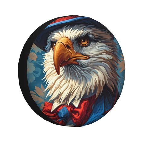 Junzan Surreal Bald Eagle Gentleman Tire Cover Wheel Protector For