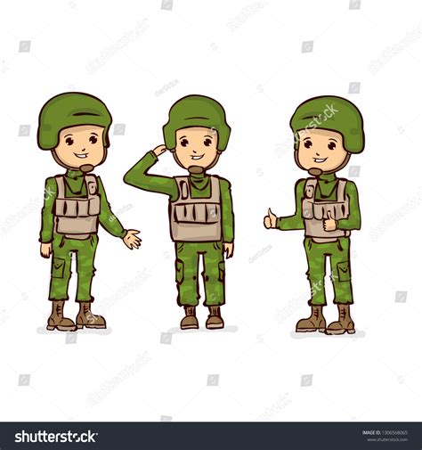 Cartoon Soldiers Set Kawaii Soldier Stock Vector (Royalty Free ...