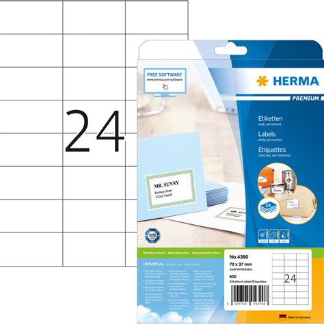 HERMA Universal Etiketten PREMIUM 70 x 37 mm weiß 4390 bei