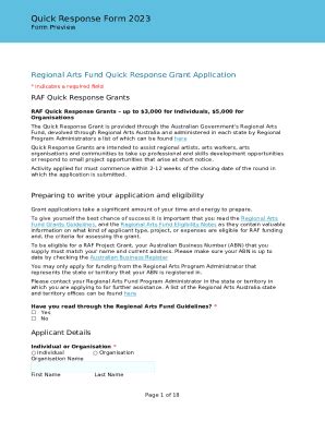 Fillable Online Application Form Quick Response Grants 2022 2023 Fax