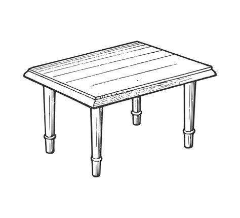 de madera mesa mano dibujado tinta ilustracion negro  blanco vector