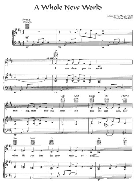 A Whole New World Sheet Music