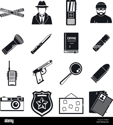 Iconos De Investigaci N De Delitos De Detective Simple Juego De