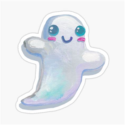 Cute Kawaii Ghostie With Shadow Sticker For Sale By Robertphelpsart