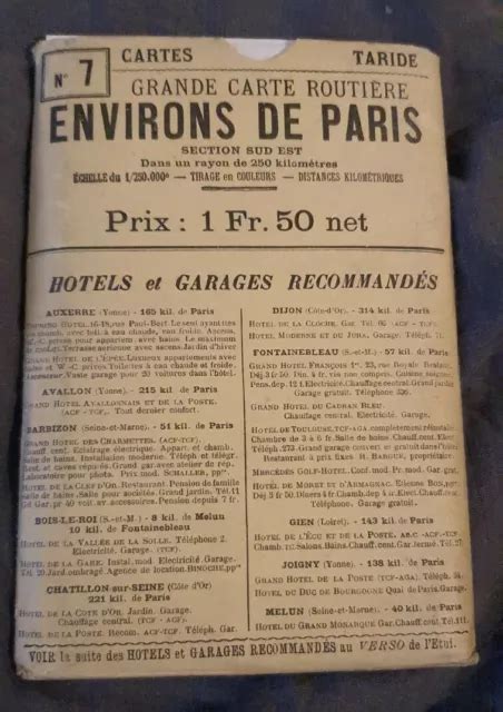 CARTE ROUTIÈRE ANCIENNE Taride N7 Environs de Paris section sud est