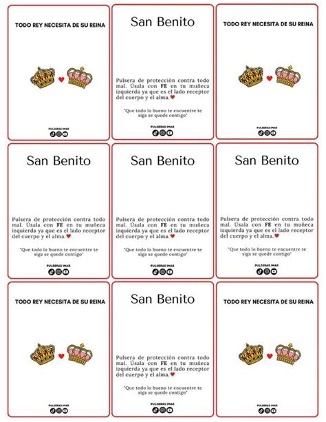 TARJETAS PARA PULSERAS Plantillas PDF Planilla Plantilla De