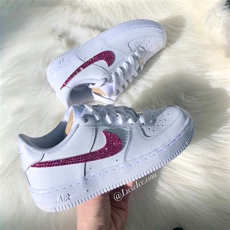 Swarovski Nike Air Force 1 White Customized With Pink Swarovski® Xirius Rose Cut Crystals