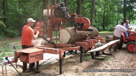 Wood Mizer Sawing Large Log Southern Indiana Sawmill Youtube